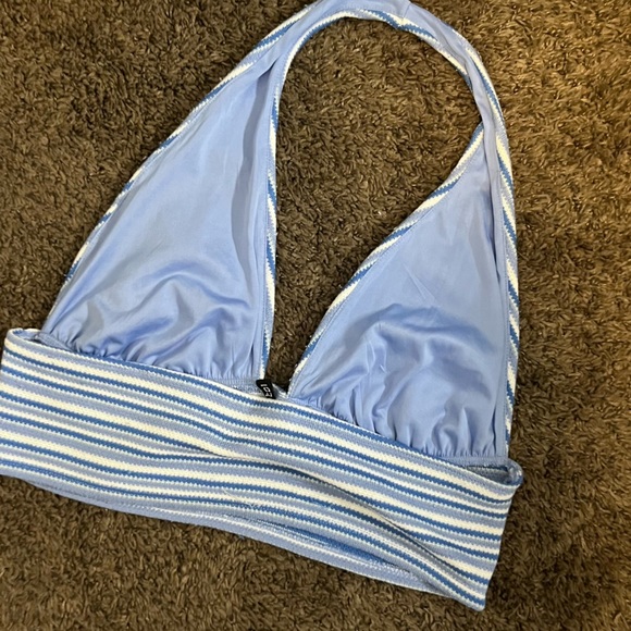 Blue and White Stripped Halter Top - Picture 1 of 2